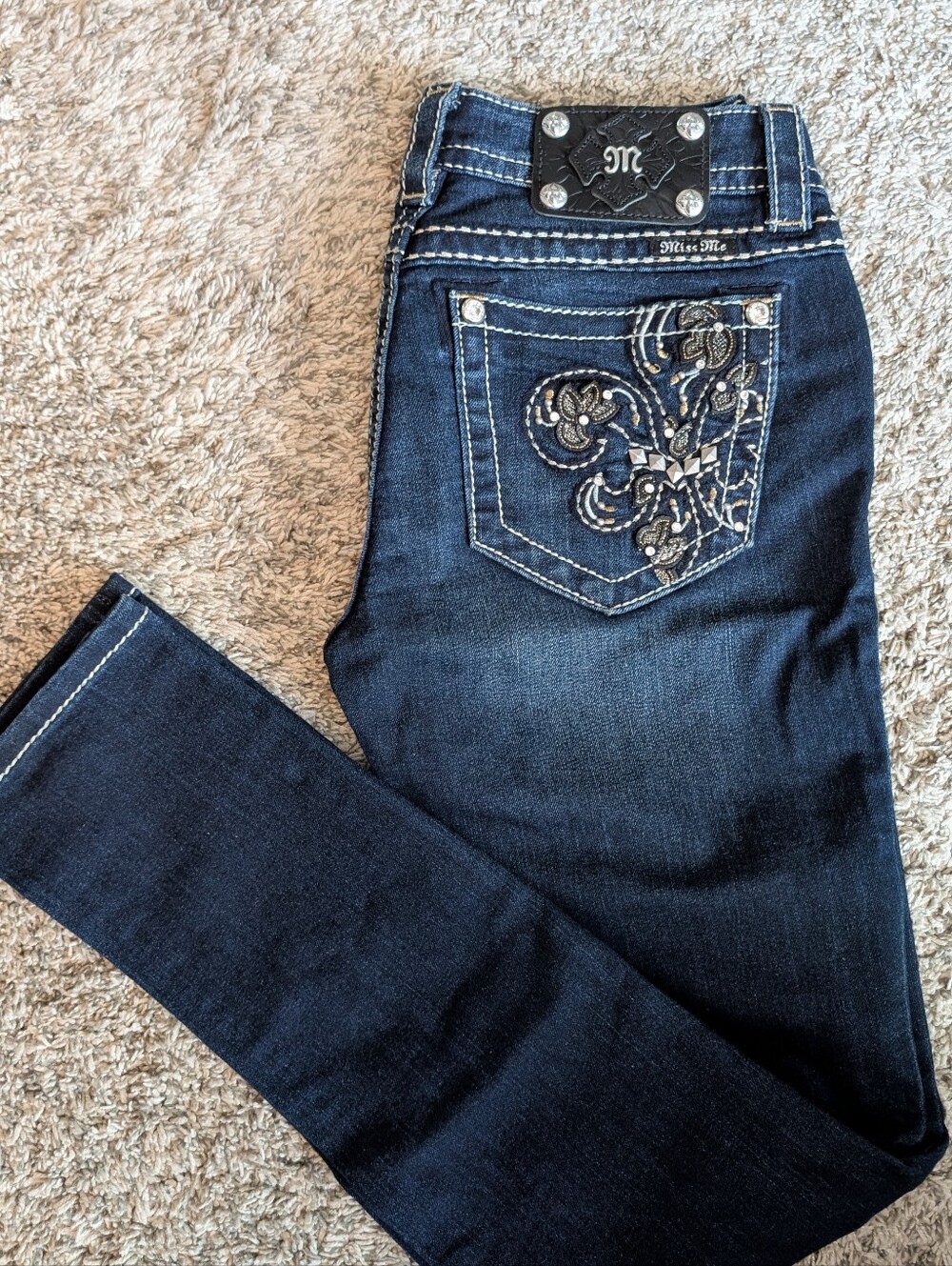 Miss Me Dark Blue Embellished Skinny Jeans